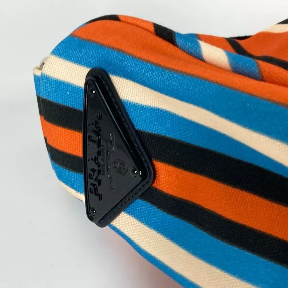 Auth PRADA 2VY007 stripe Triangle Bayadere bag crossbody Shoulder Bag - Picture 4 of 16